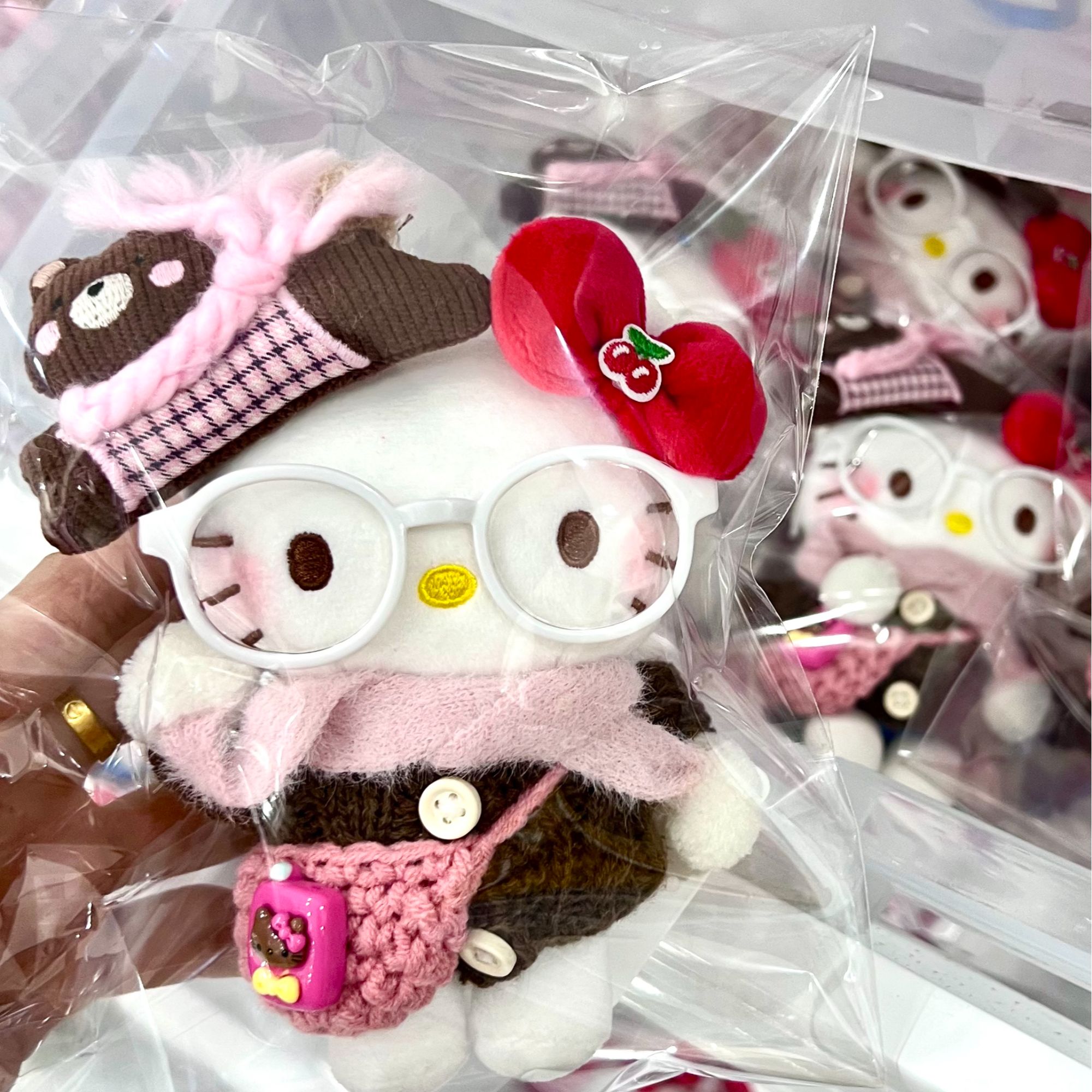 正版【粉棕色】HelloKitty可爱少女DIY手工挂件摆件跨年玩偶礼物