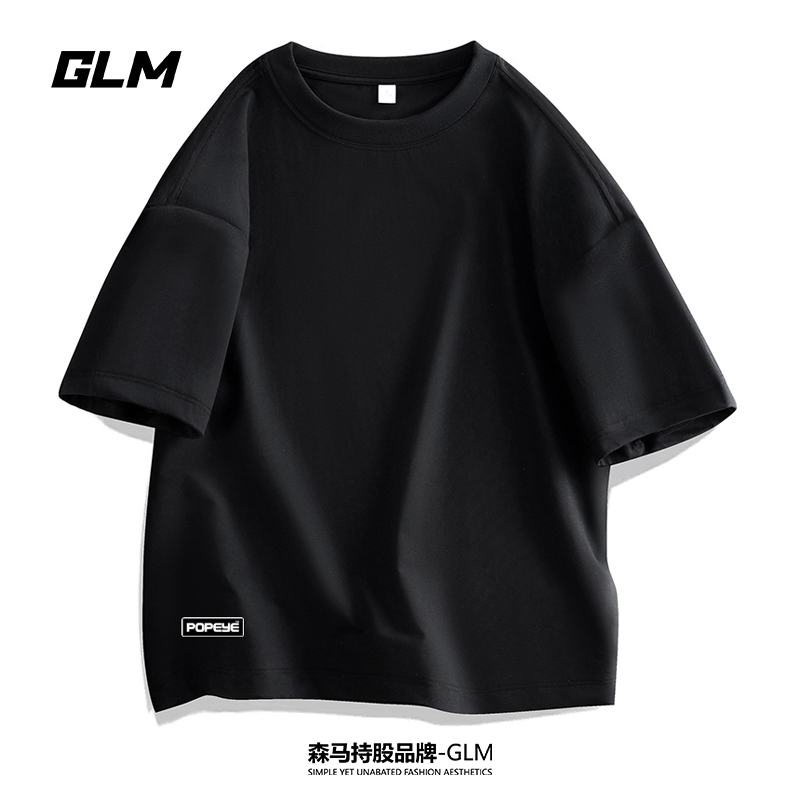 大力水手联名GLM男士短袖T恤衫情侣纯棉半袖百搭圆领体恤打底上衣