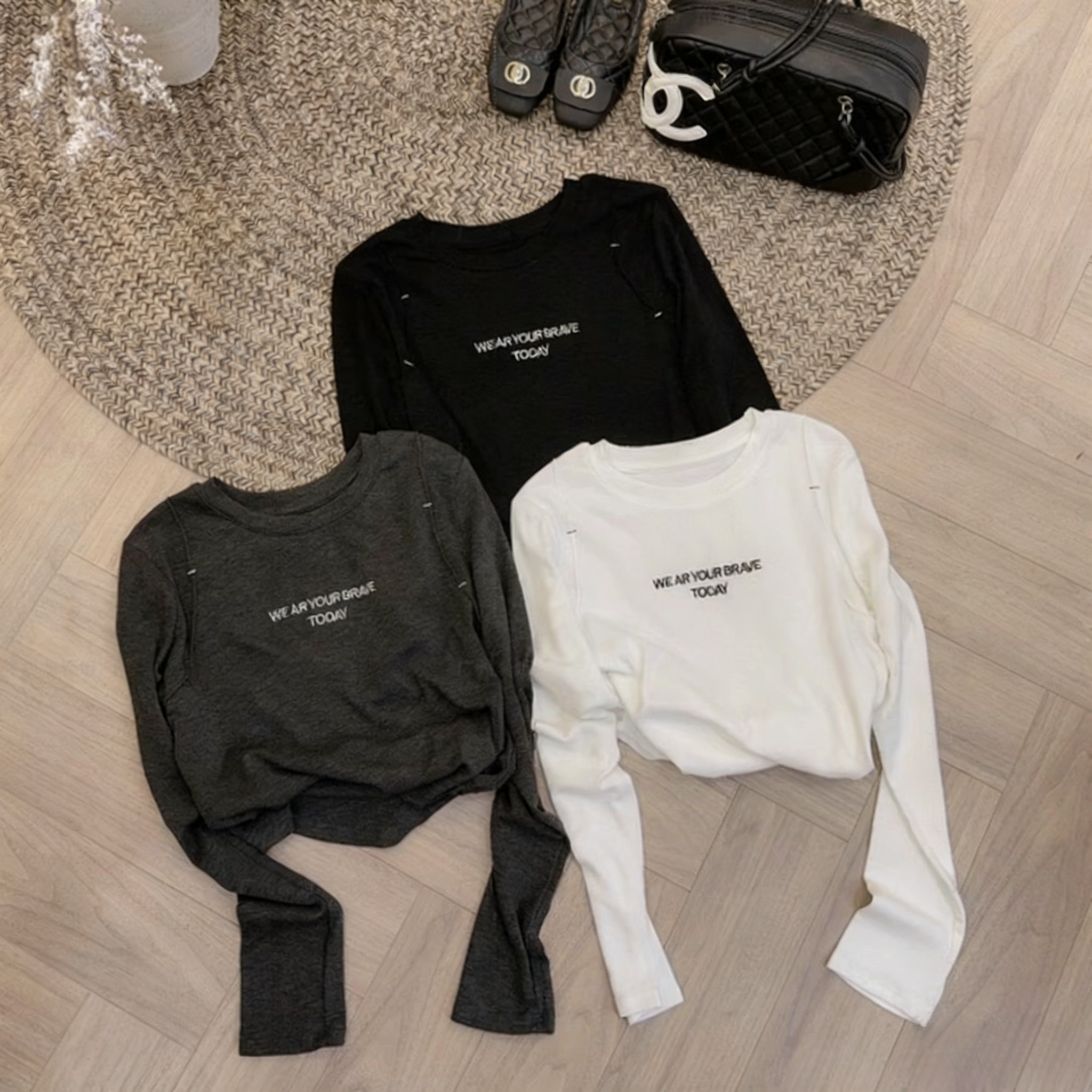 【天花版T】2025新款秋款流光风摩登街头时髦长袖T恤上衣