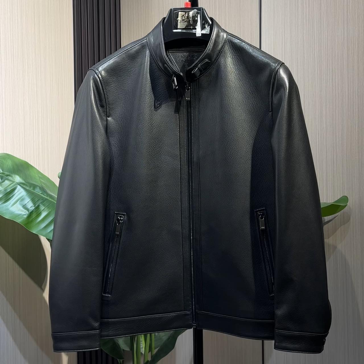 28013海宁真皮皮衣男新款立领拉链山羊皮夹克休闲外套中年春秋