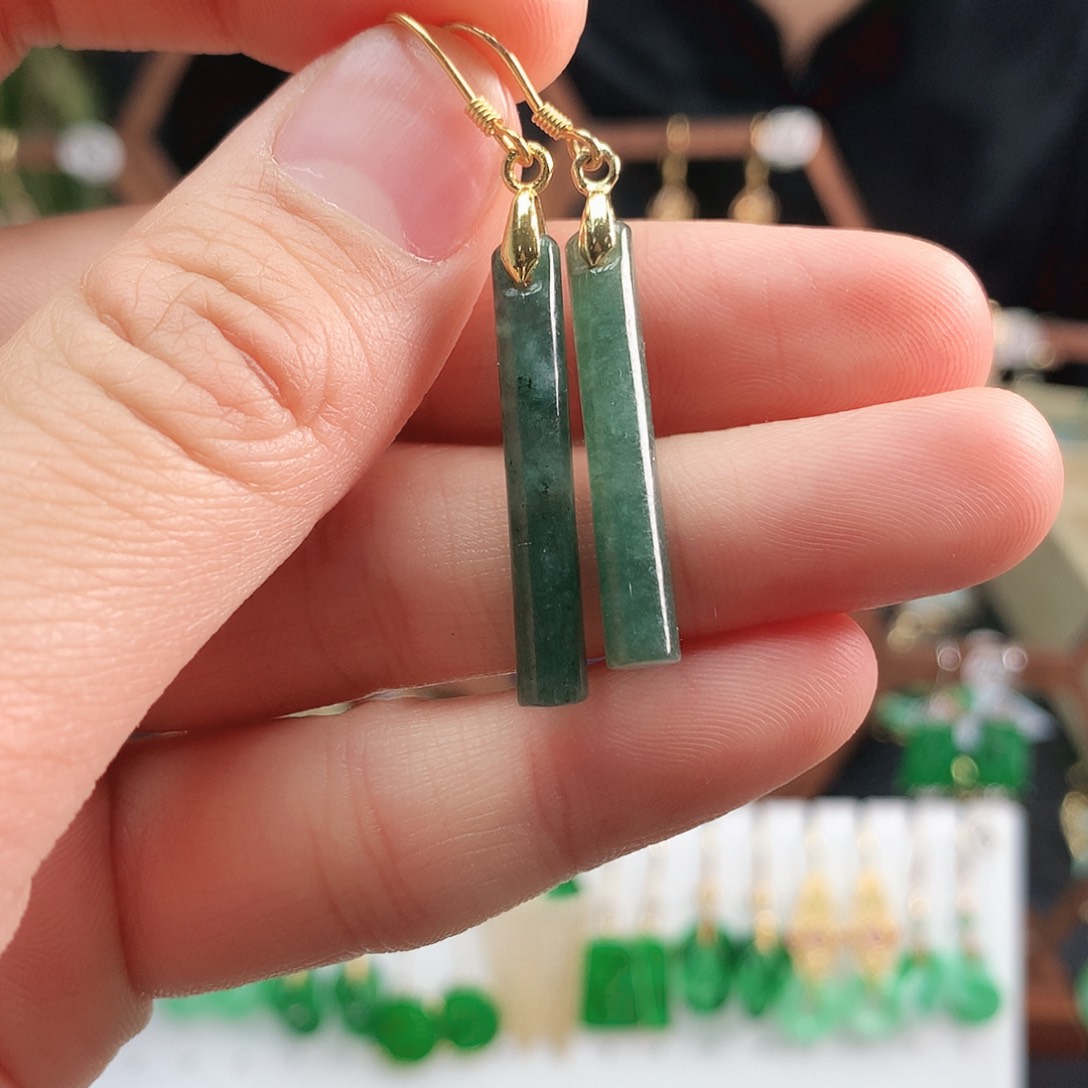 翡翠耳饰银S925镶嵌耳饰