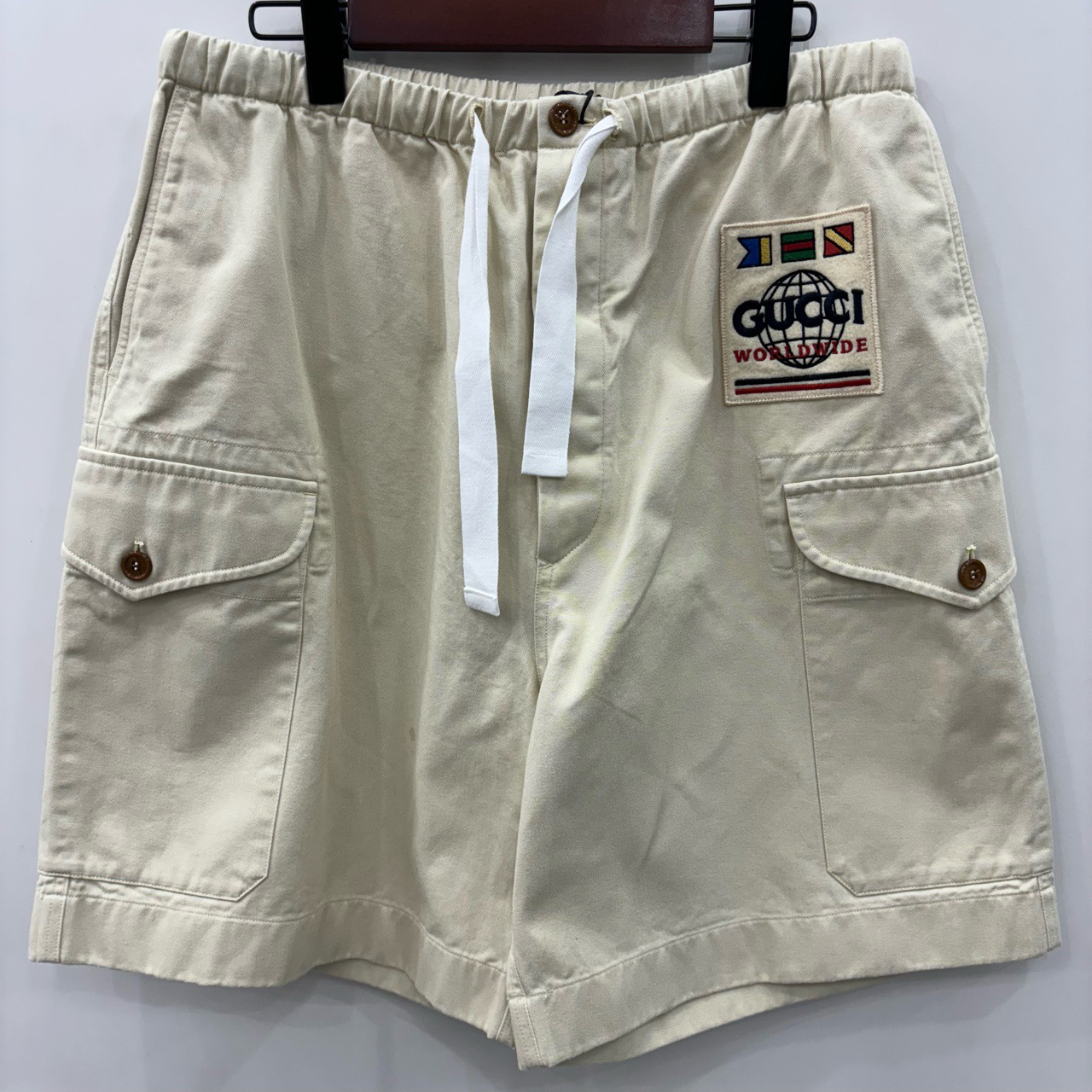 99新 GUCCI/古驰 字母Logo印花松紧腰休闲短裤/尺码48/编号7073