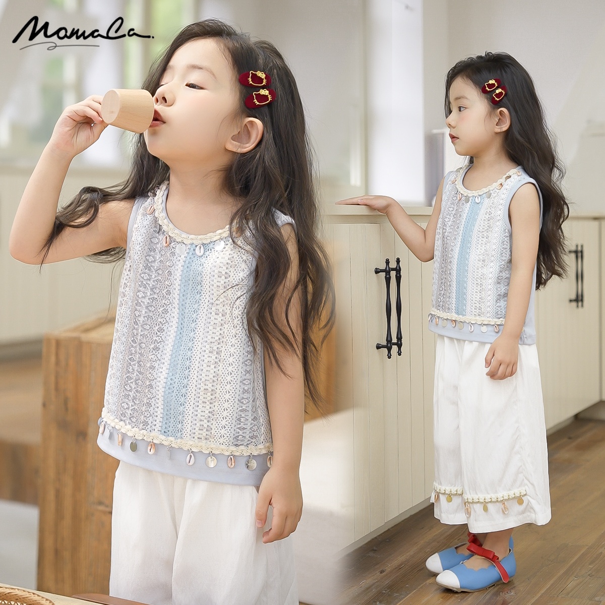 MOMOCO新款洋气清凉宽松女宝波西米亚风时尚吊带套装77620580046