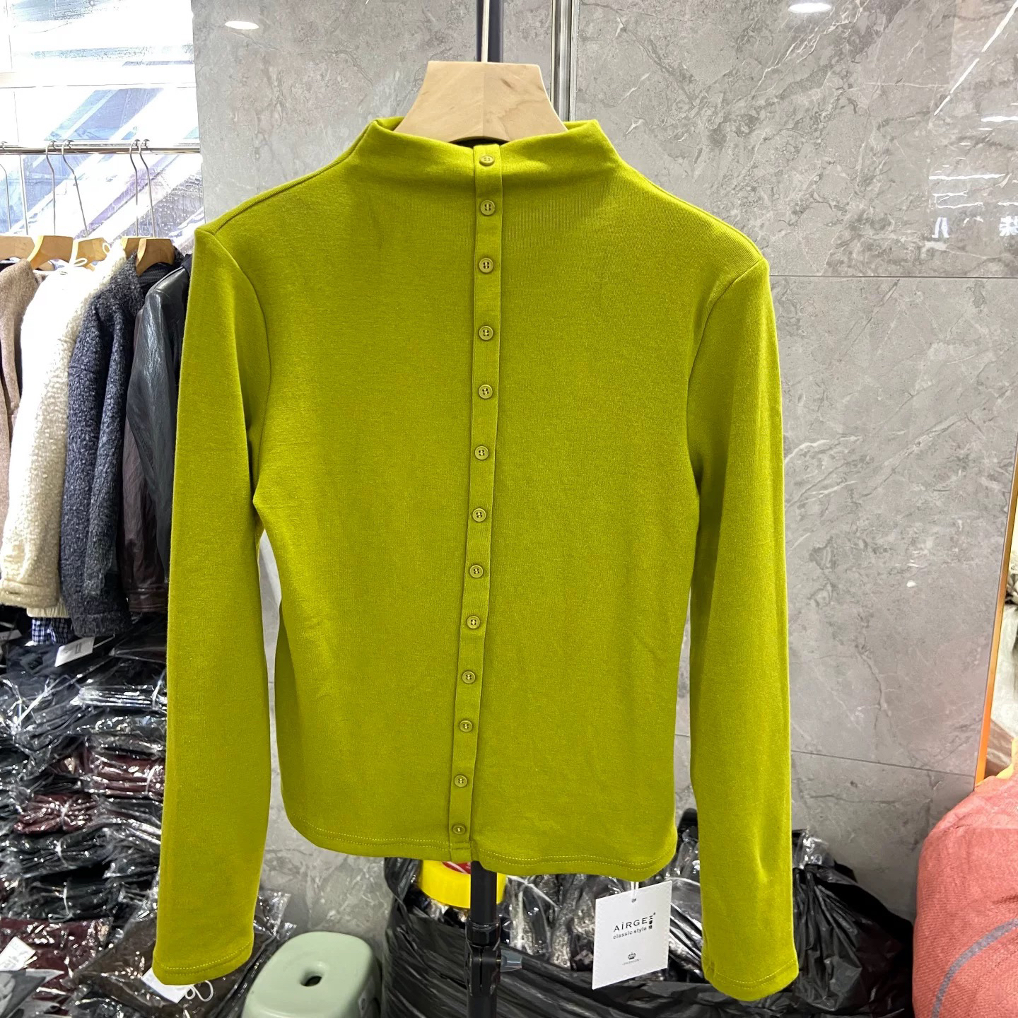 女宽松型修身型针织长袖圆领T恤韩版纯色加厚半高领