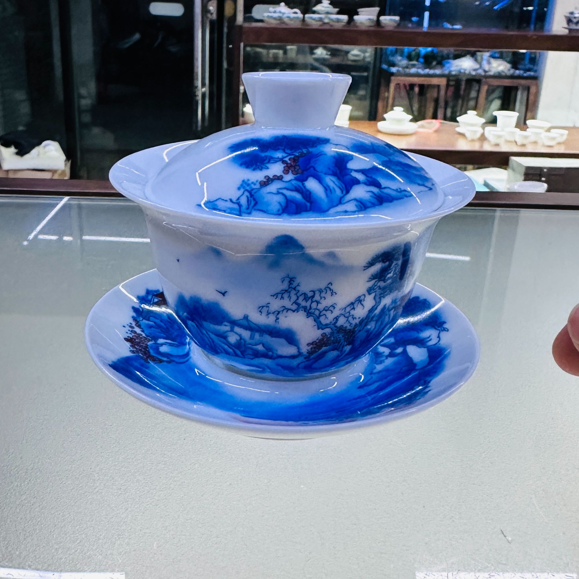 闪购商品@言泥言泥言泥青花盖碗