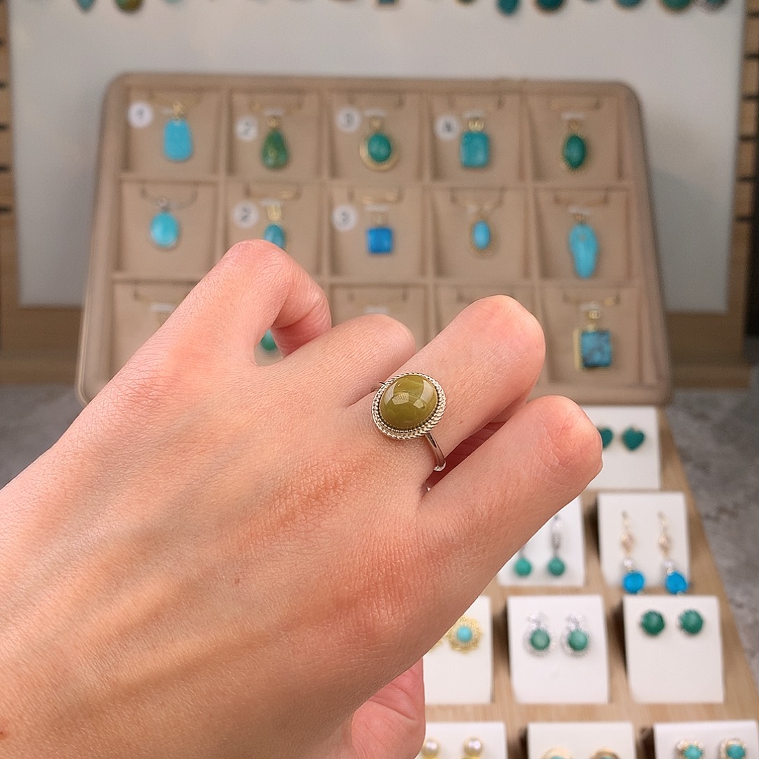 绿松石银S925镶嵌戒指