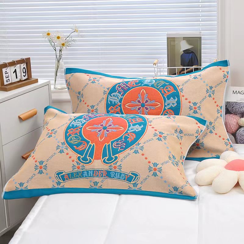 高档枕巾-经编工艺纱布枕巾