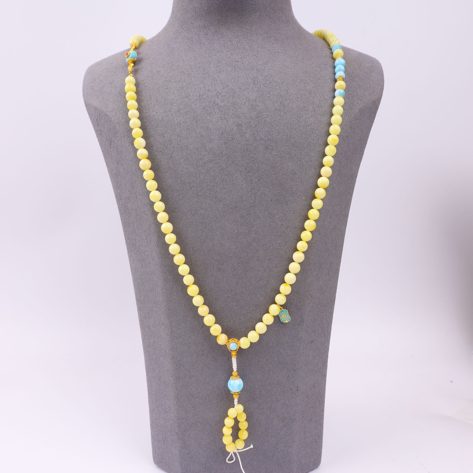 【心如珠宝赐福】蜜蜡白蜡108项链 MLDIY130