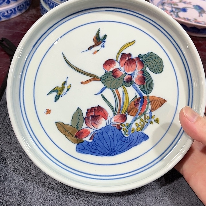 瓷片////景德镇陶瓷茶盘。绿。