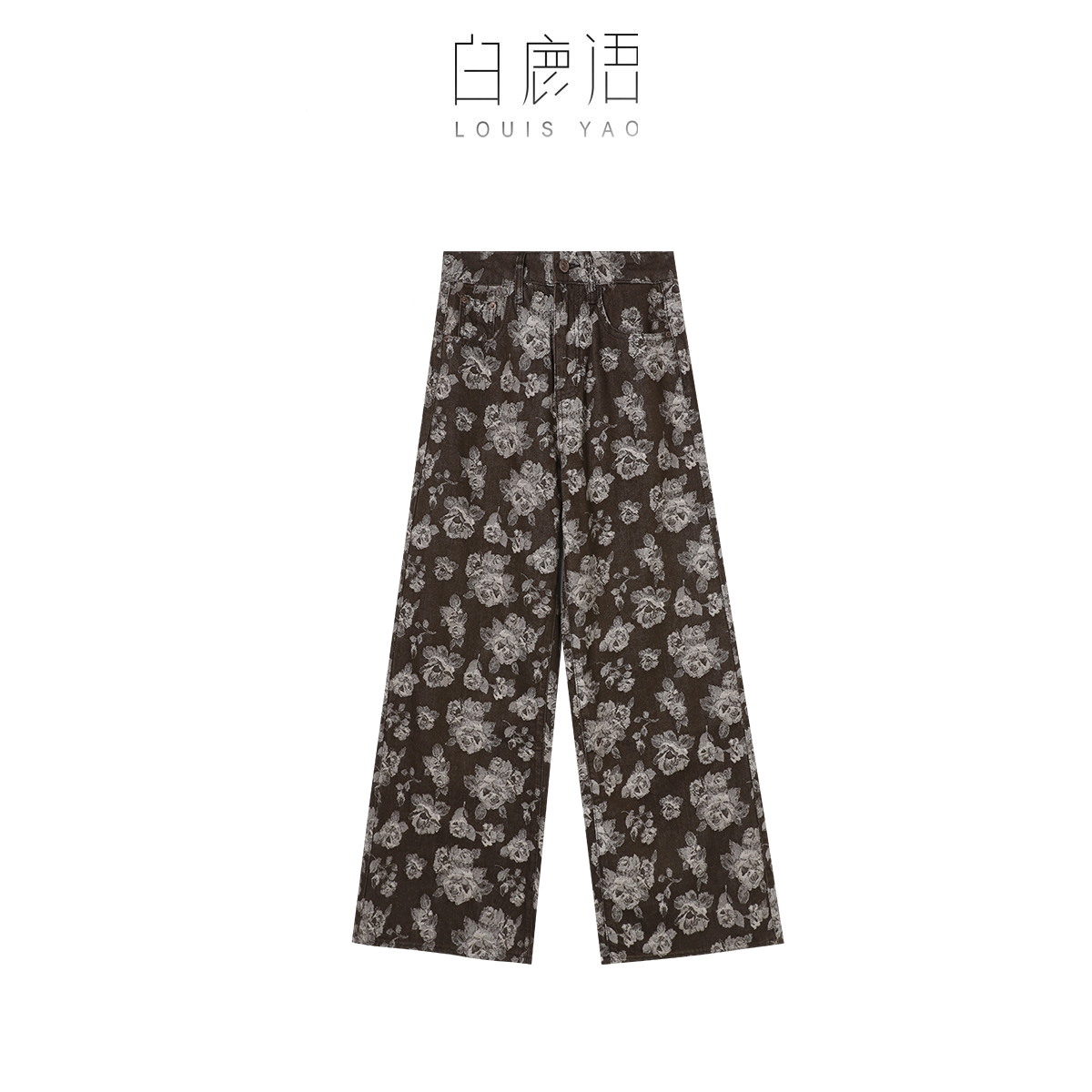 DY【商场同款新品】白鹿语时尚复古提花女装长裤休闲裤（播）BL20478