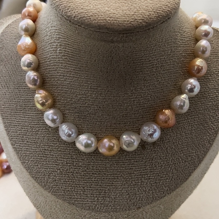 银S925镶嵌项链淡水珍珠