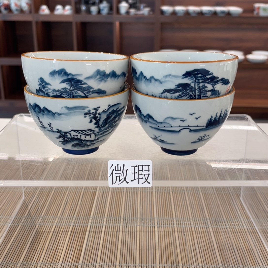 釉下手绘茶具微瑕