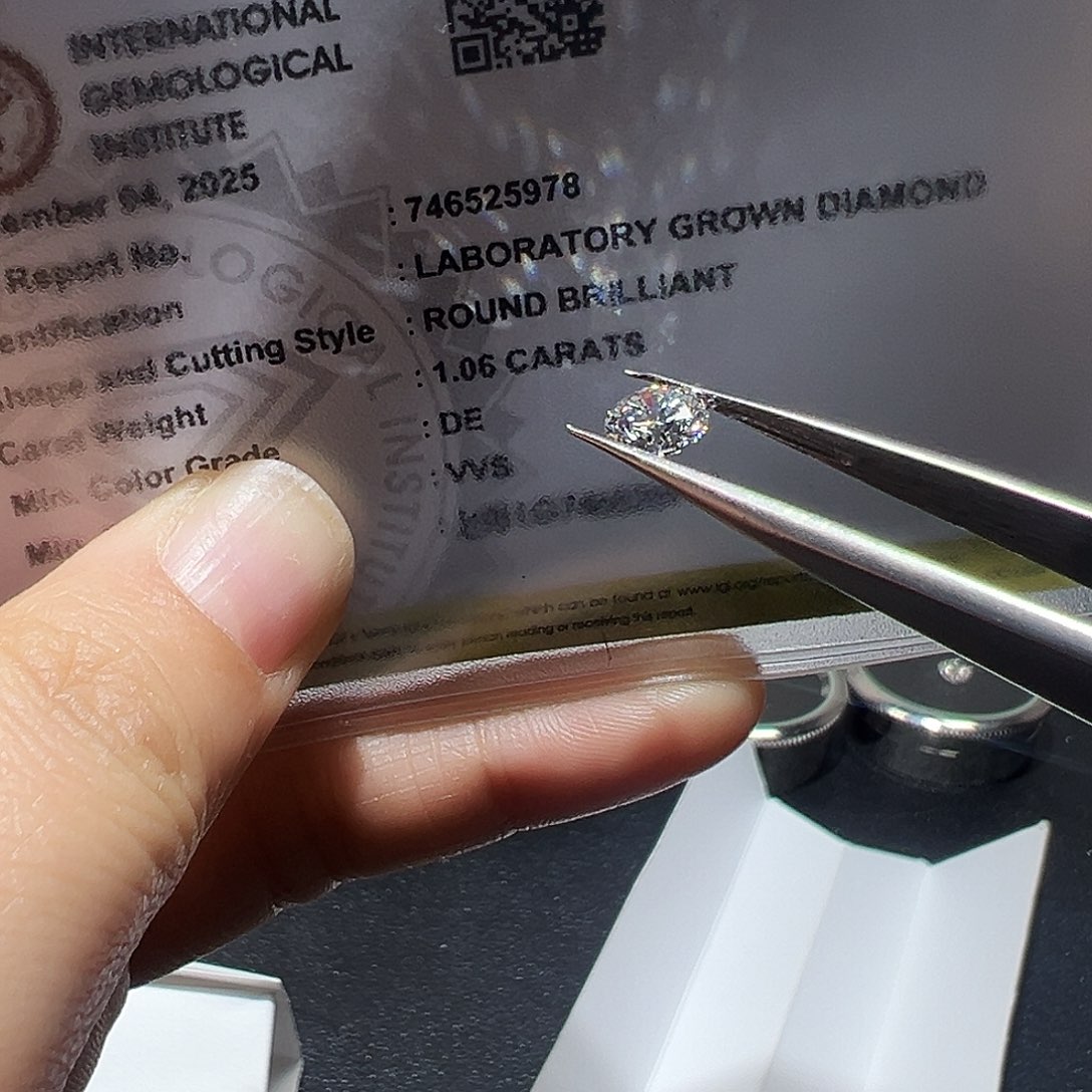 合成钻石裸石1.06ct圆形八心八箭培育钻上海igi 