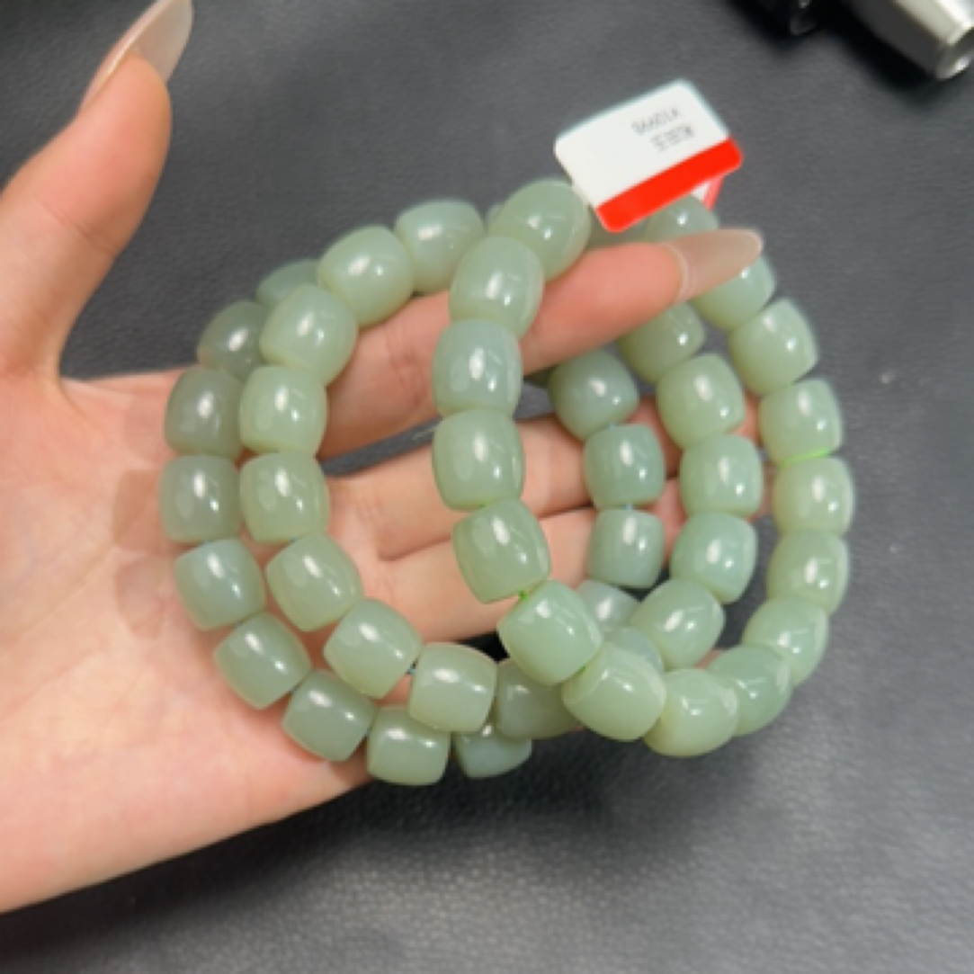 手串纯天然和田玉新疆且末正蓝13mm多样性拍一发一