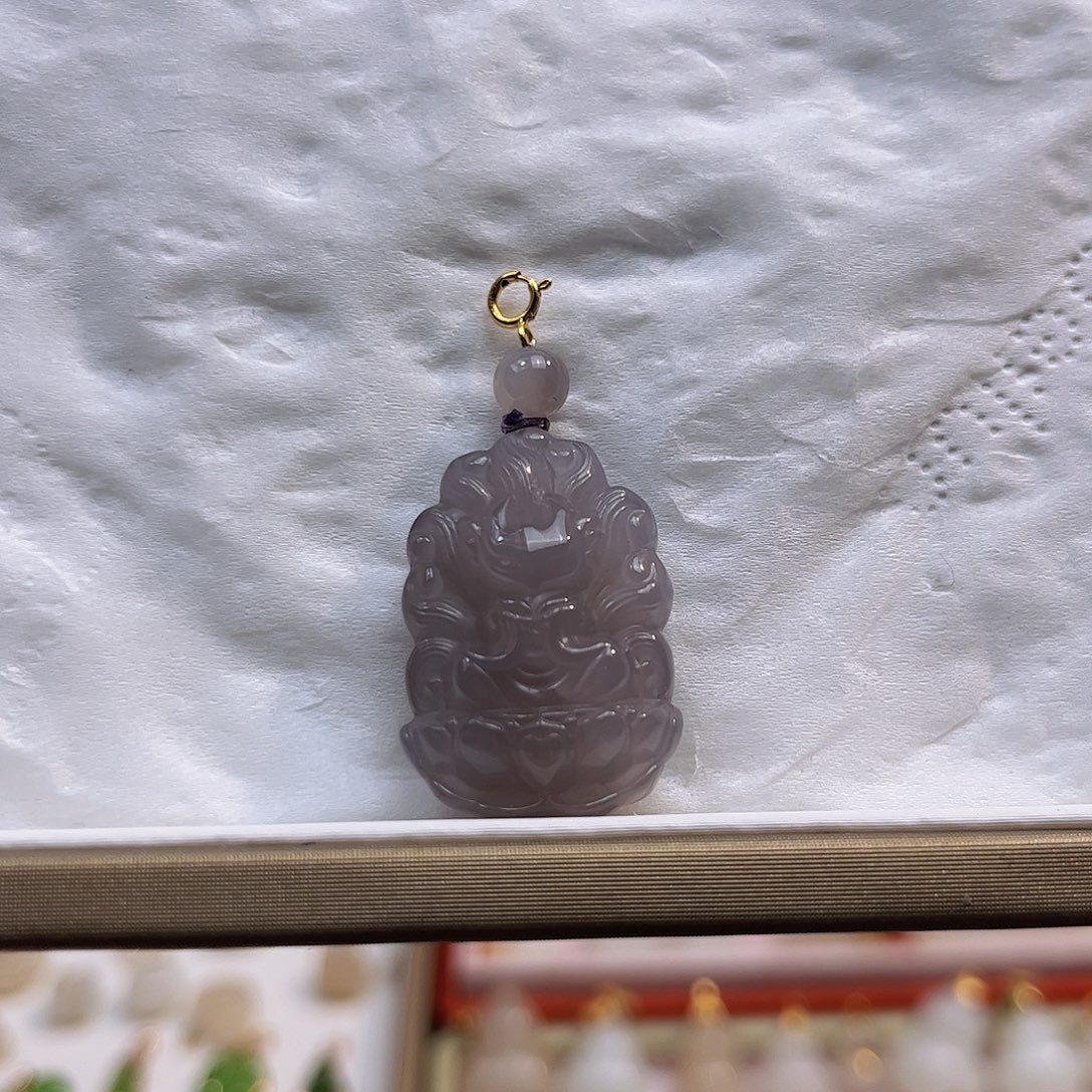 和田玉18K金镶嵌吊坠(不含链)