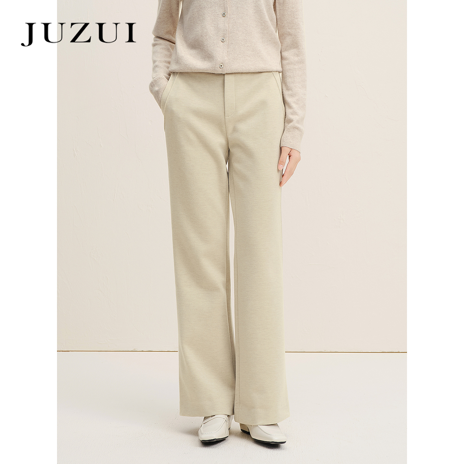 JUZUI玖姿优雅通勤提臀显腿微喇裤长裤女2025冬季新款JWFD11025