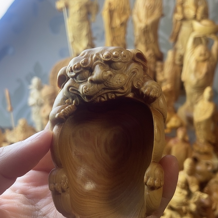 柏木（崖柏）崖柏貔貅茶则高9公分