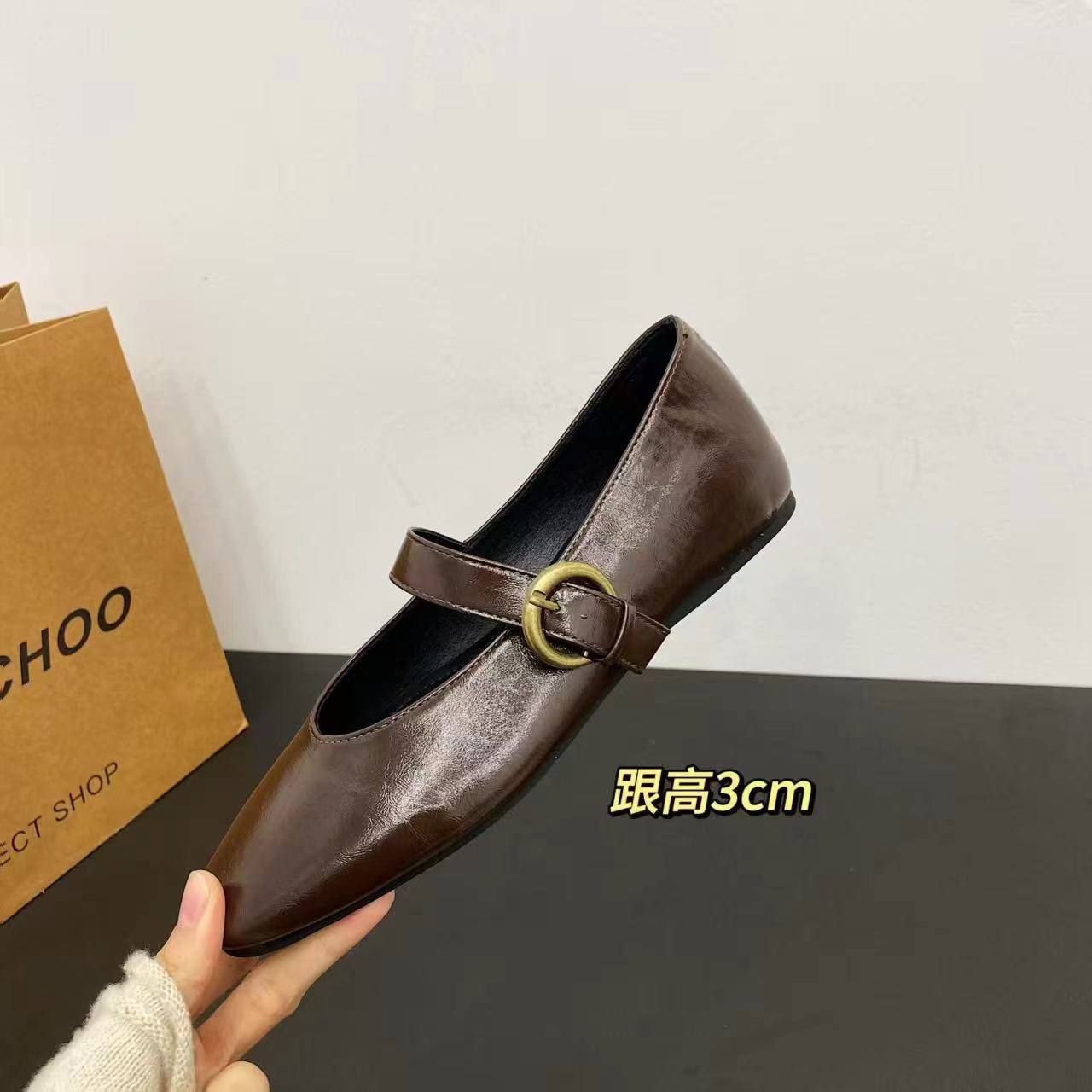 【可爱推荐】105 仙女风玛丽珍鞋女春季新款浅口尖头豆豆鞋