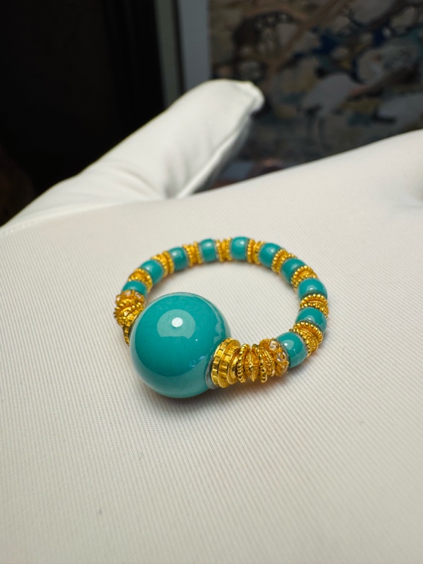 S0623绿松石圆珠18K戒指