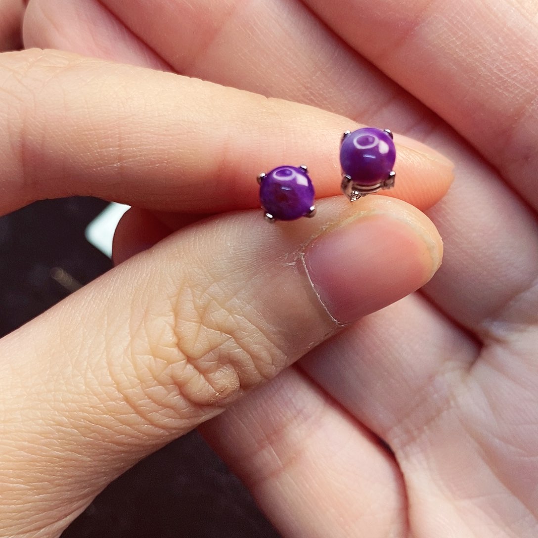 苏纪石（舒俱来）耳饰银S925镶嵌