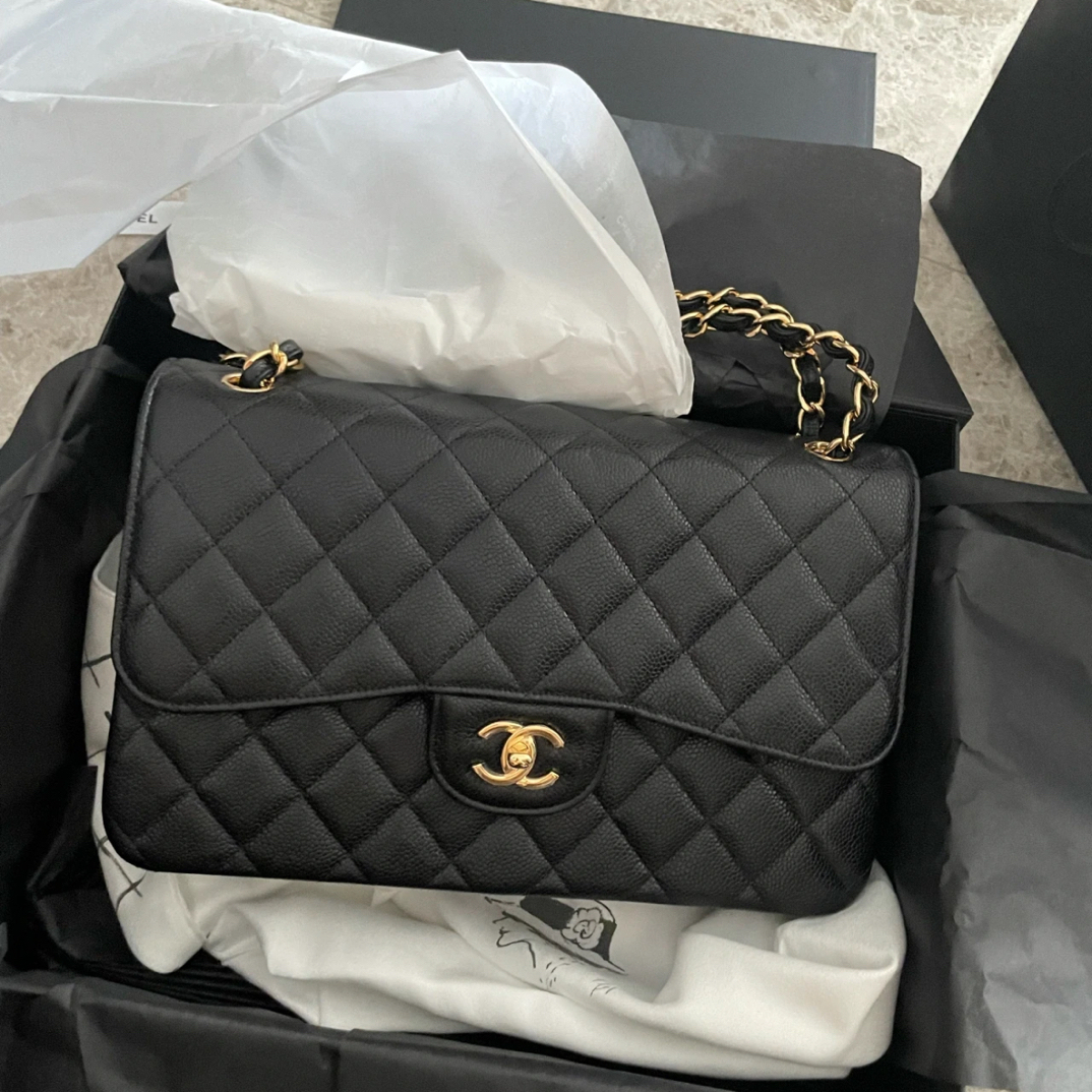 99新 Chanel/香奈儿 香奈儿 黑金Jumbo荔枝纹 25120003-05