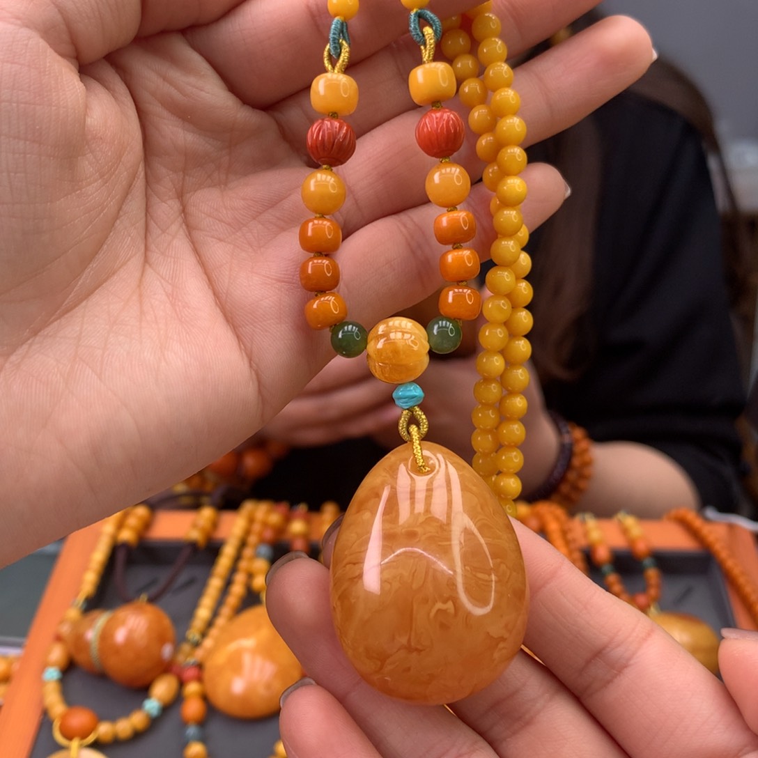 蜜蜡颈饰未镶嵌水滴