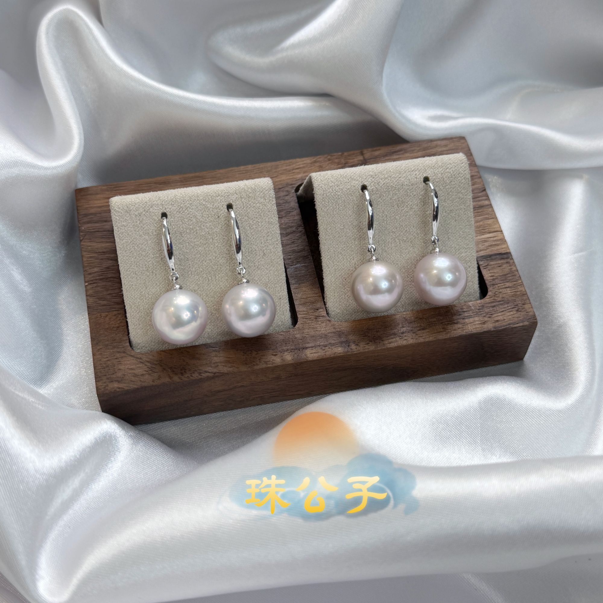 【珠公子】头档稀有曼塔玫瑰 淡水珍珠耳钩12-13mm（多样性发一）