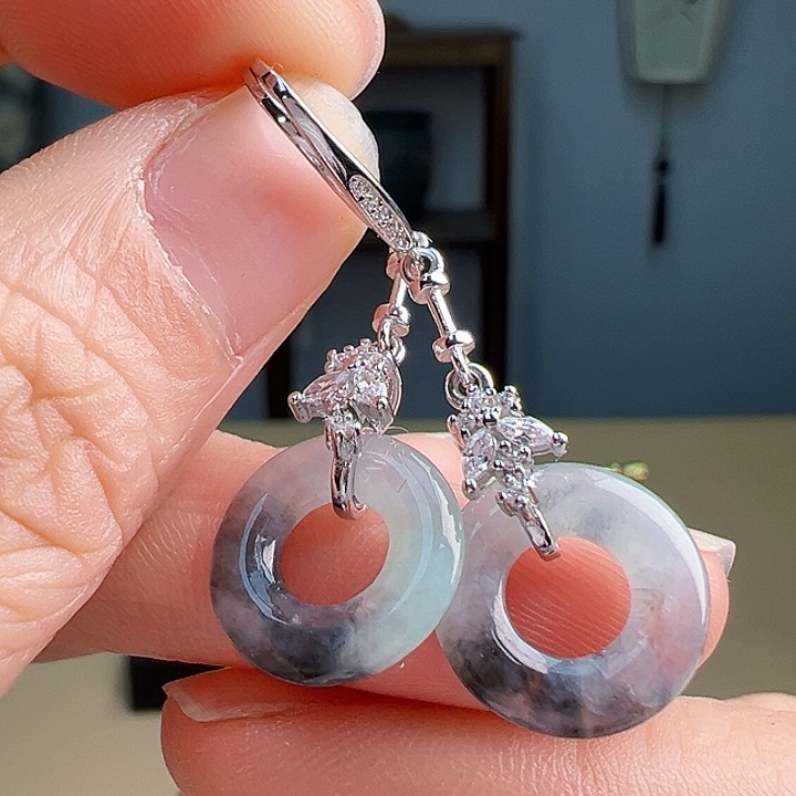 翡翠银S925镶嵌耳饰耳饰30