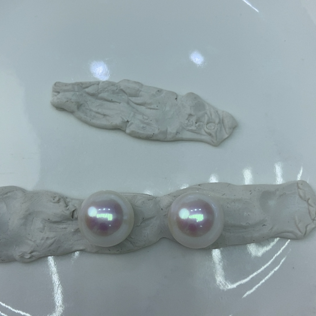 银S925镶嵌淡水珍珠耳饰12-13