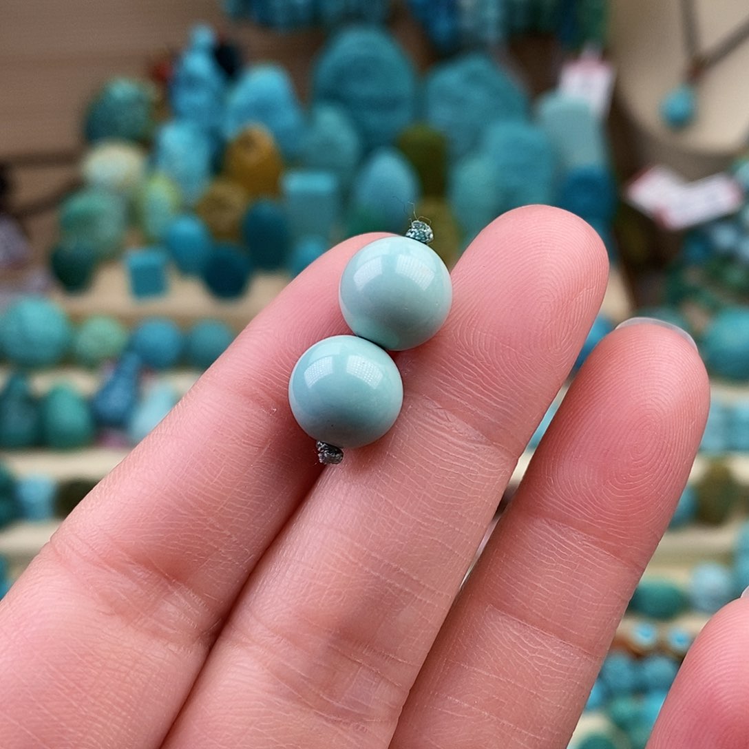 绿松石珠宝奇石未镶嵌9.5mm