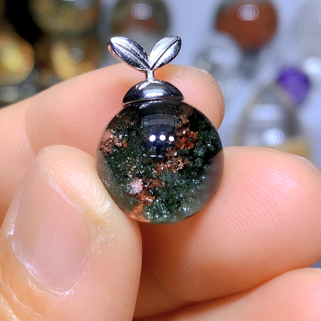 水晶吊坠银S925镶嵌天然水晶