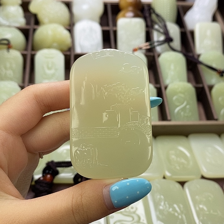 昆仑石双面山水牌