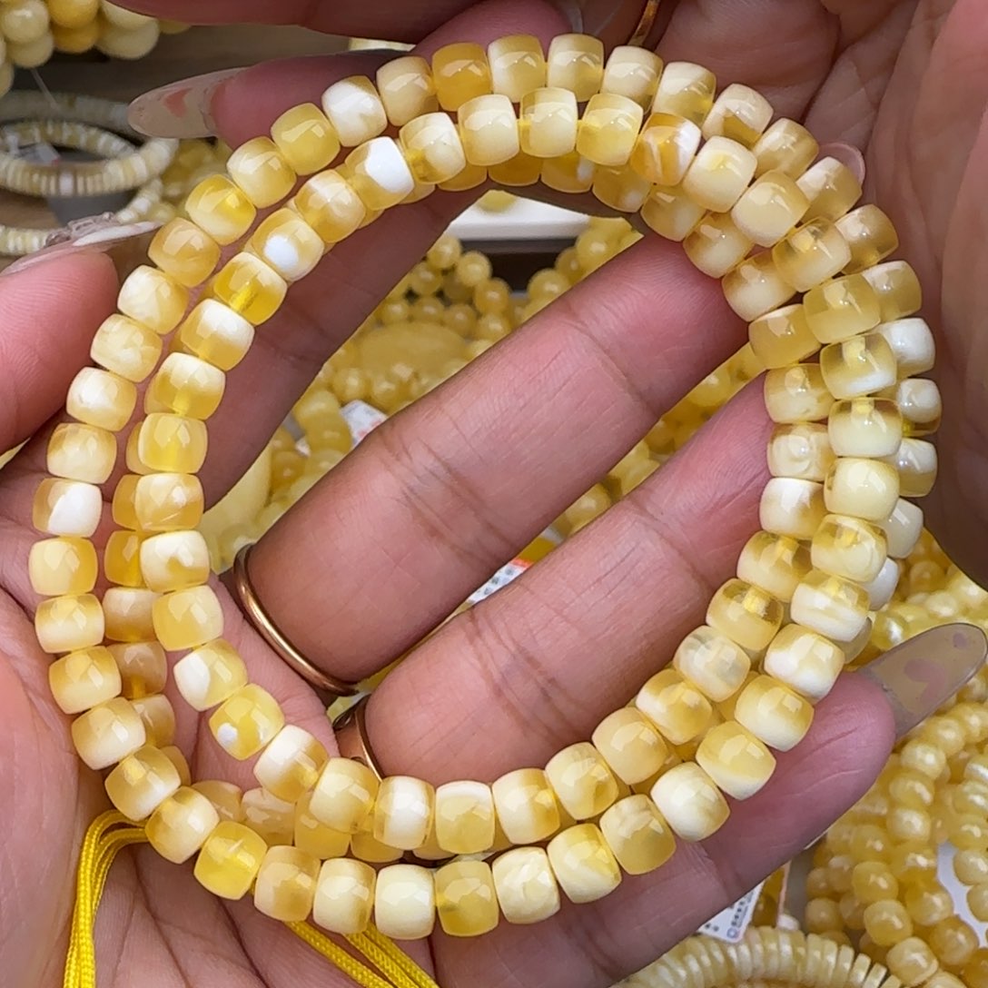 未镶嵌蜜蜡手链金白直切