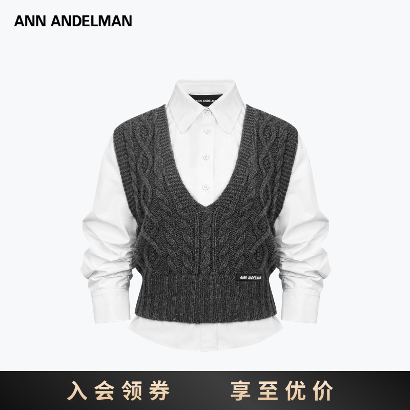 ANN ANDELMAN 秋季宽松型常规款衬衫简约商务时尚撞色百搭