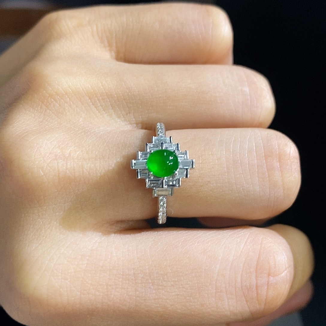 翡翠戒指18K金镶嵌福利款戒指