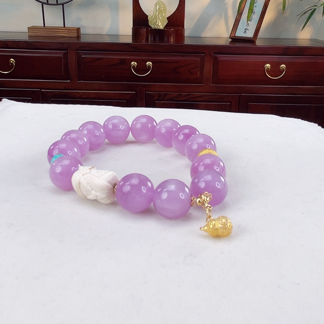 辉石手链18K金镶嵌紫锂辉12.4