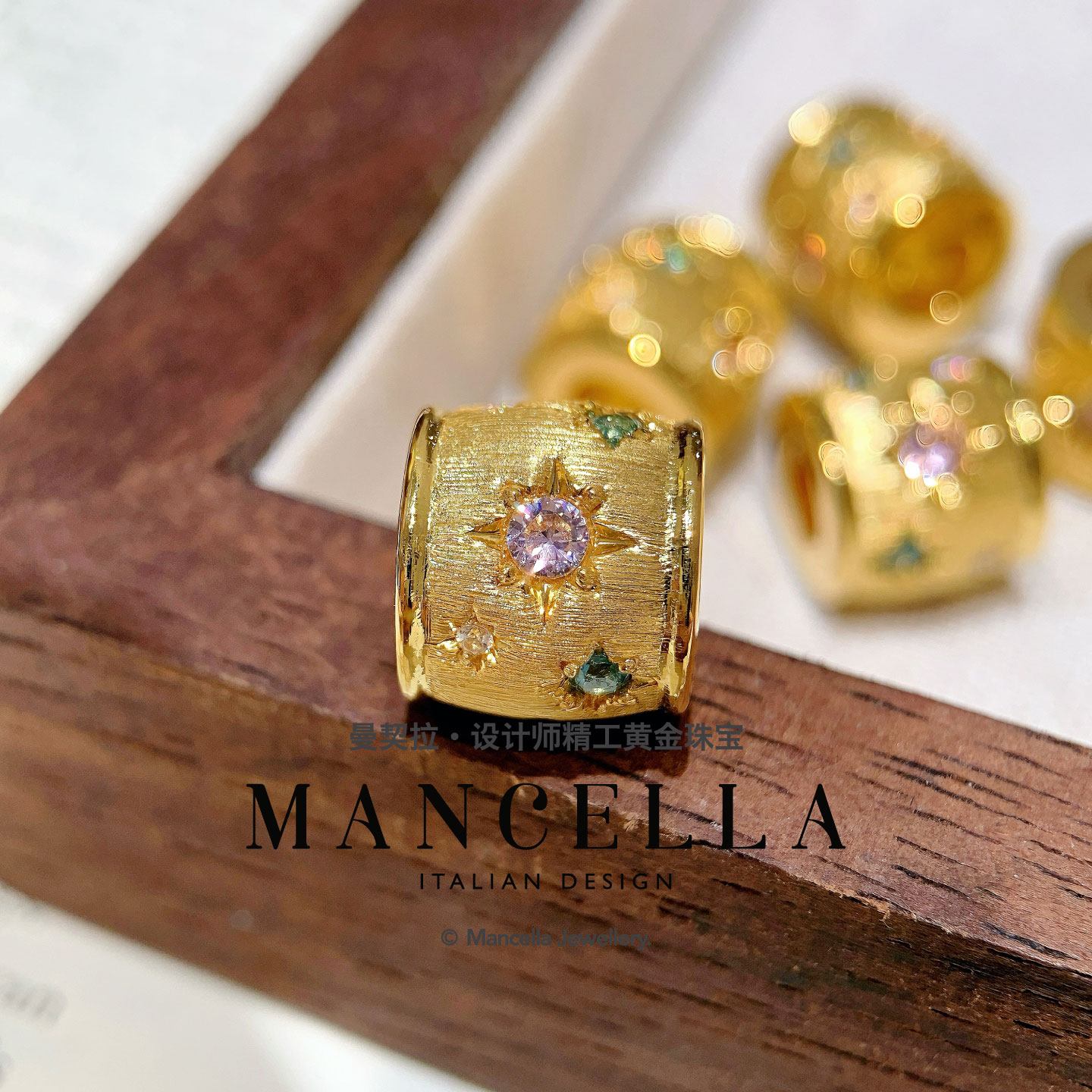 曼契拉足金999“足金发财桶”【拉丝路路通吊坠】 H091