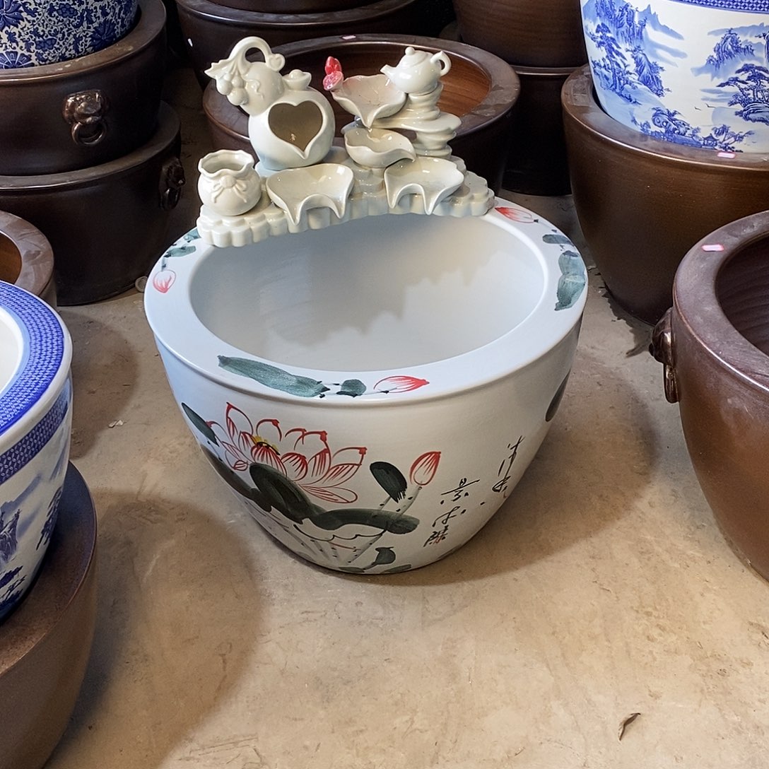 景德镇陶瓷鱼缸直径62厘米高42厘米