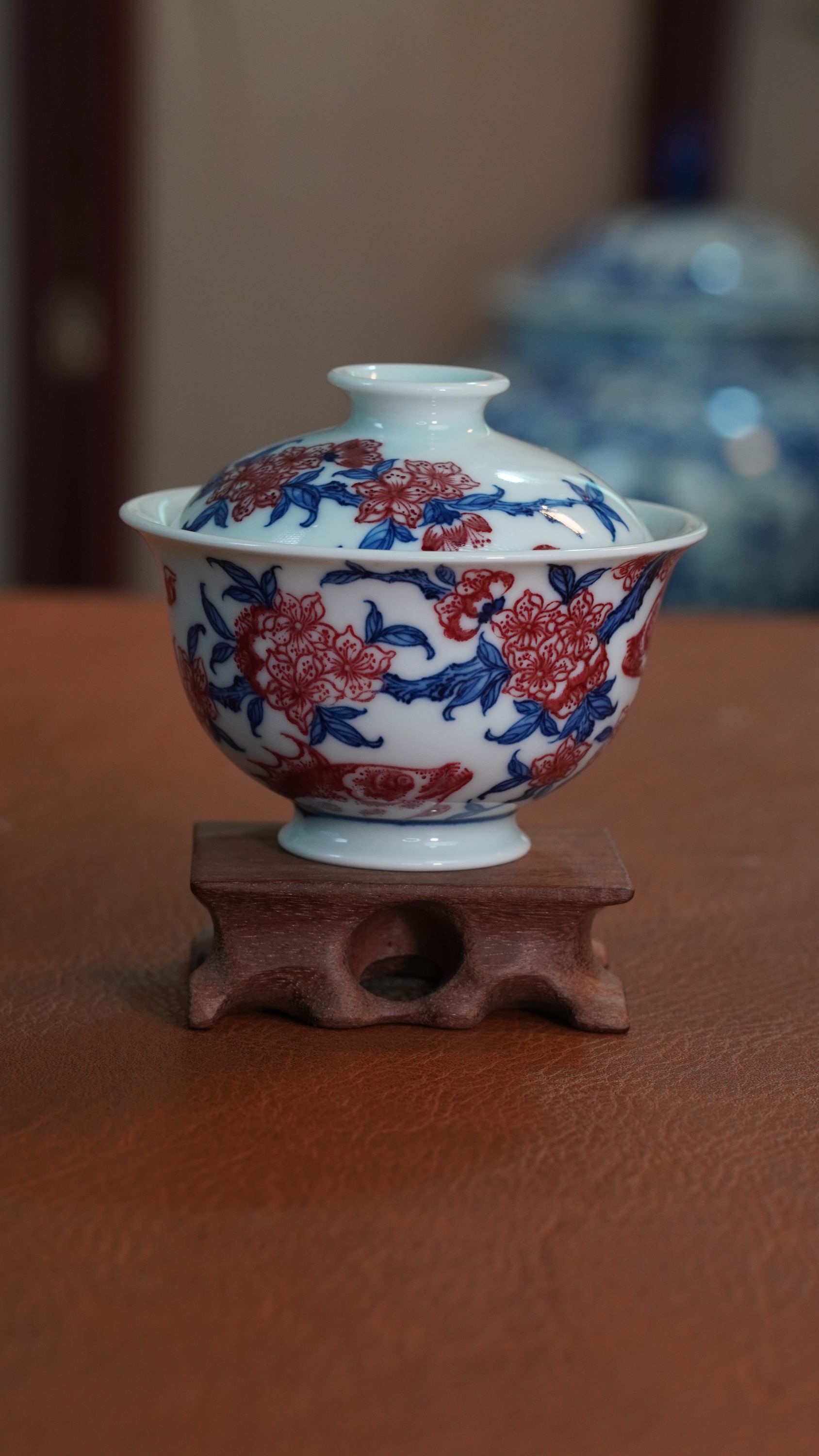 梓耘红窑渔歌子盖碗