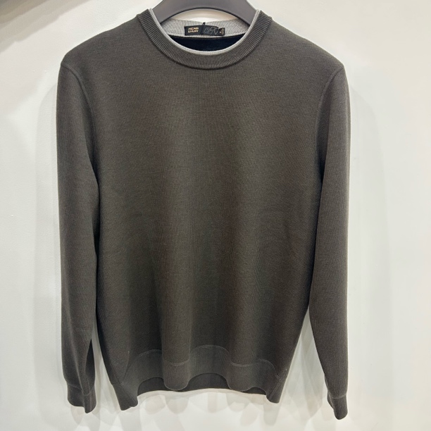 双色圆领加绒男款毛衣