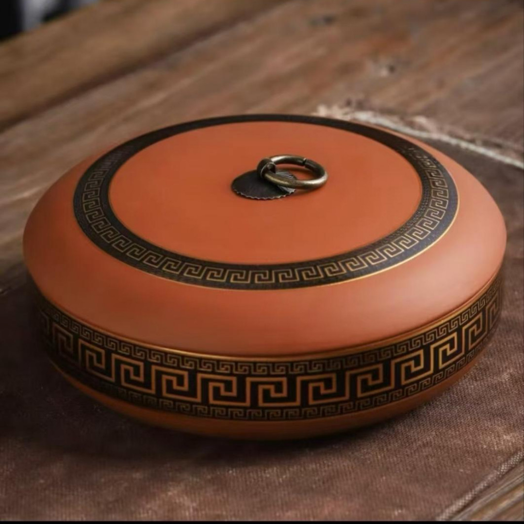 红泥紫砂茶饼罐大号21厘米茶叶罐密封罐储物罐