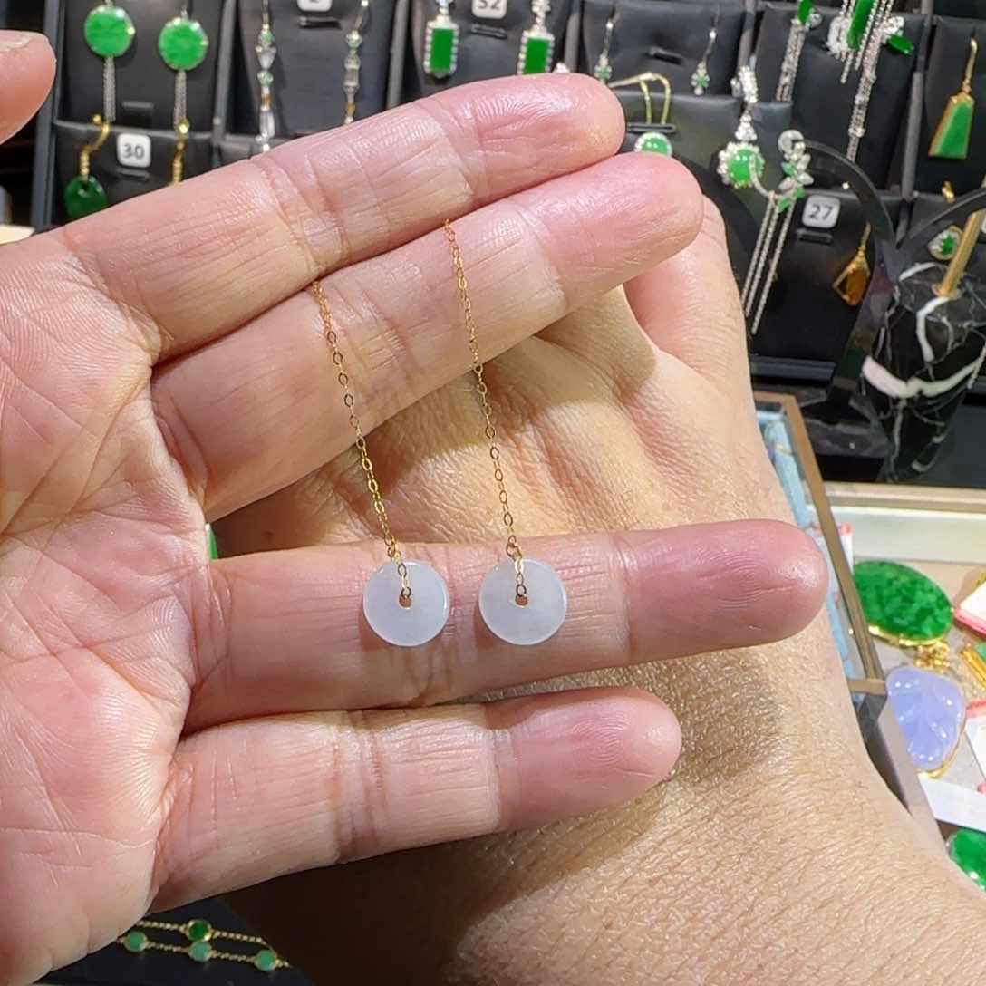 翡翠18K金镶嵌颈饰耳线