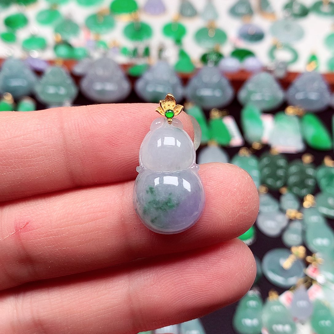 翡翠18K金镶嵌挂件