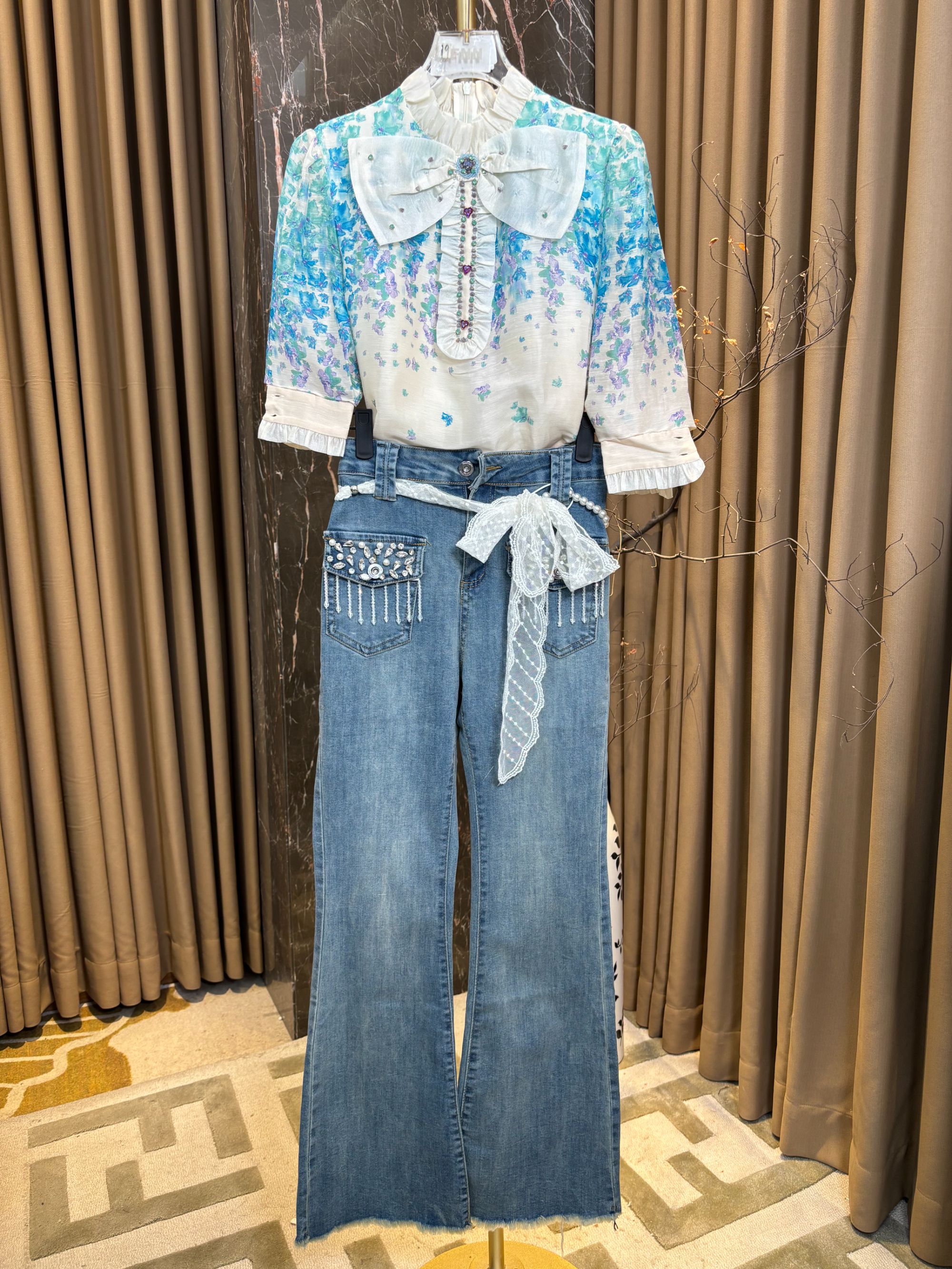 【芙娜妮】2025春季新款法式优雅气质复古显瘦名媛轻奢套装F2511166