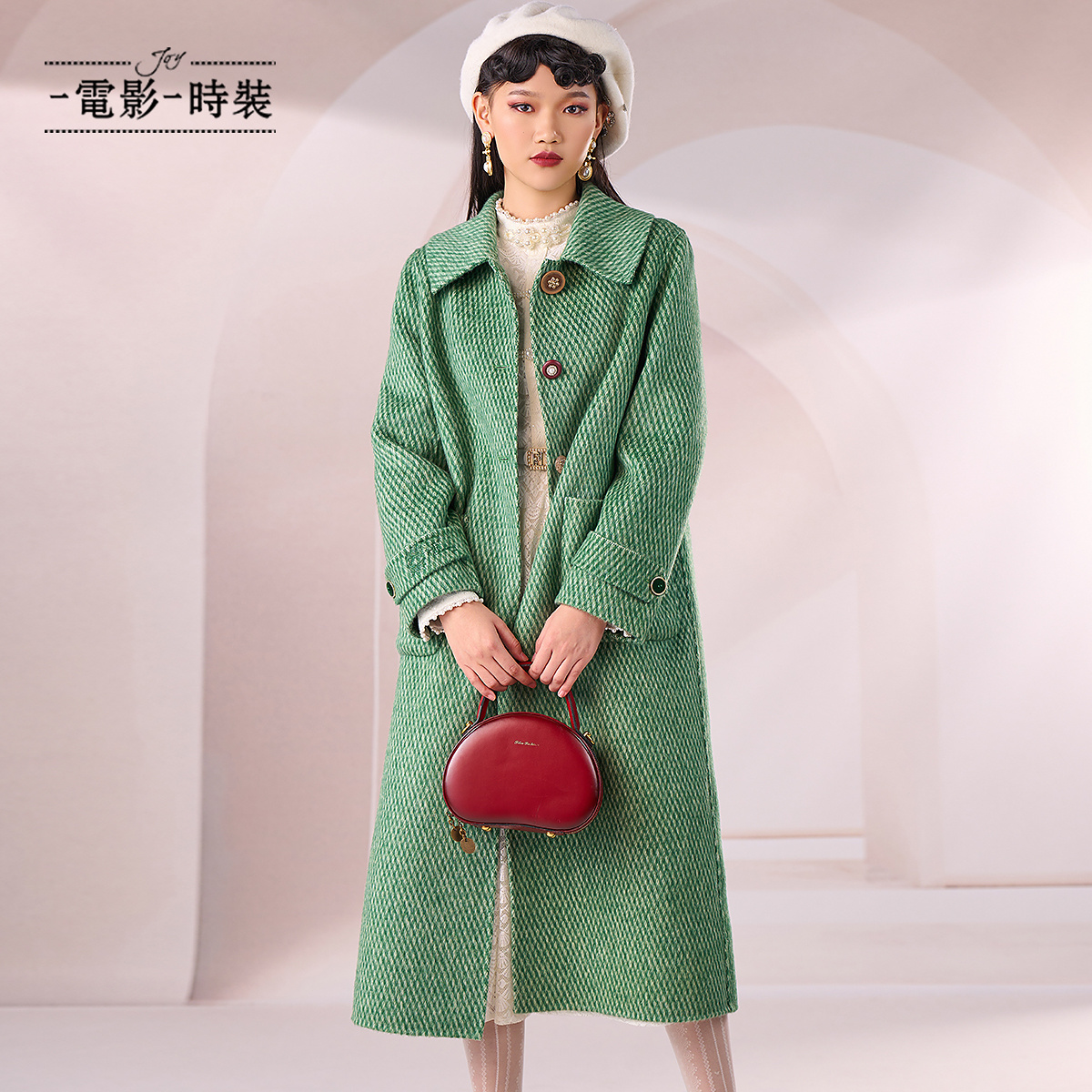 羊毛中长款双面呢大衣外套FECG146597