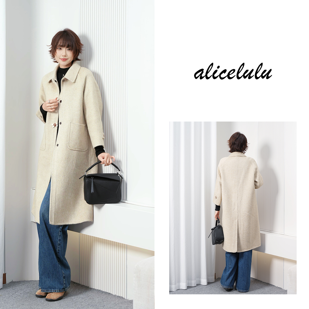 alicelulu 巴黎花园.毛呢大衣利落通勤 垂顺柔软 S1035732Tr