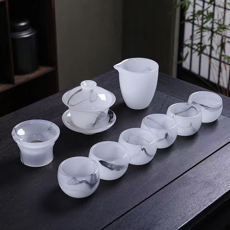 水墨飘黑茶具套装全套送礼家用办公高端侘寂风泡茶器中式