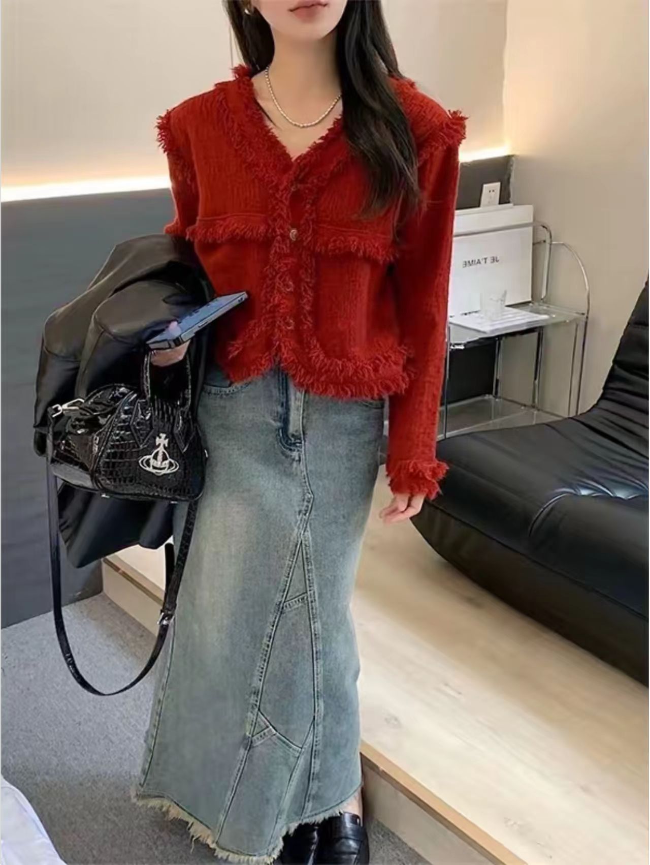 流苏开衫洋气风秋冬针织温柔甜美短款毛衣女2025年秋冬毛衣外套