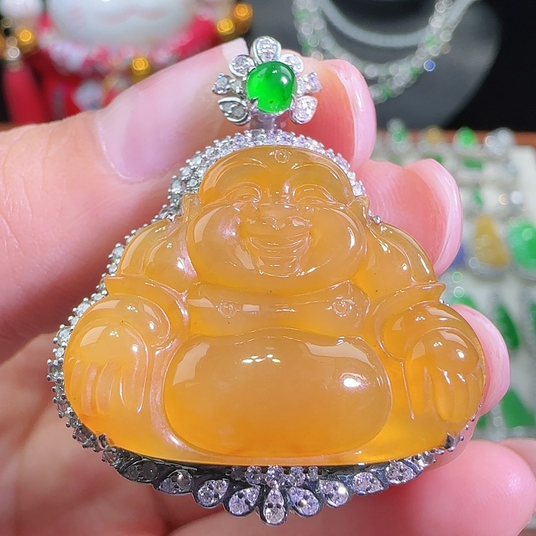 翡翠18K金镶嵌吊坠(不含链)