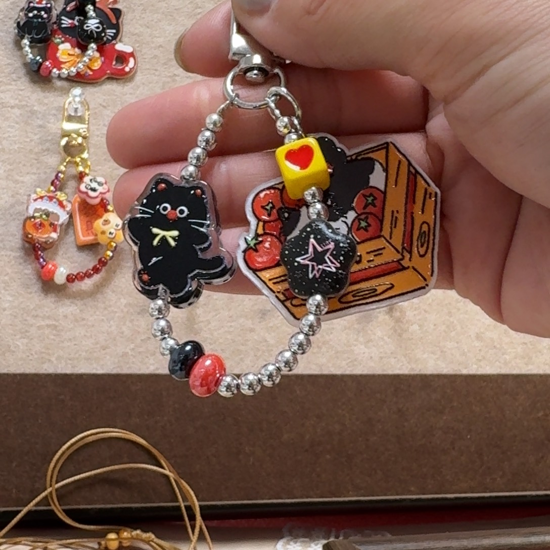 柿子猫钥匙扣小提溜